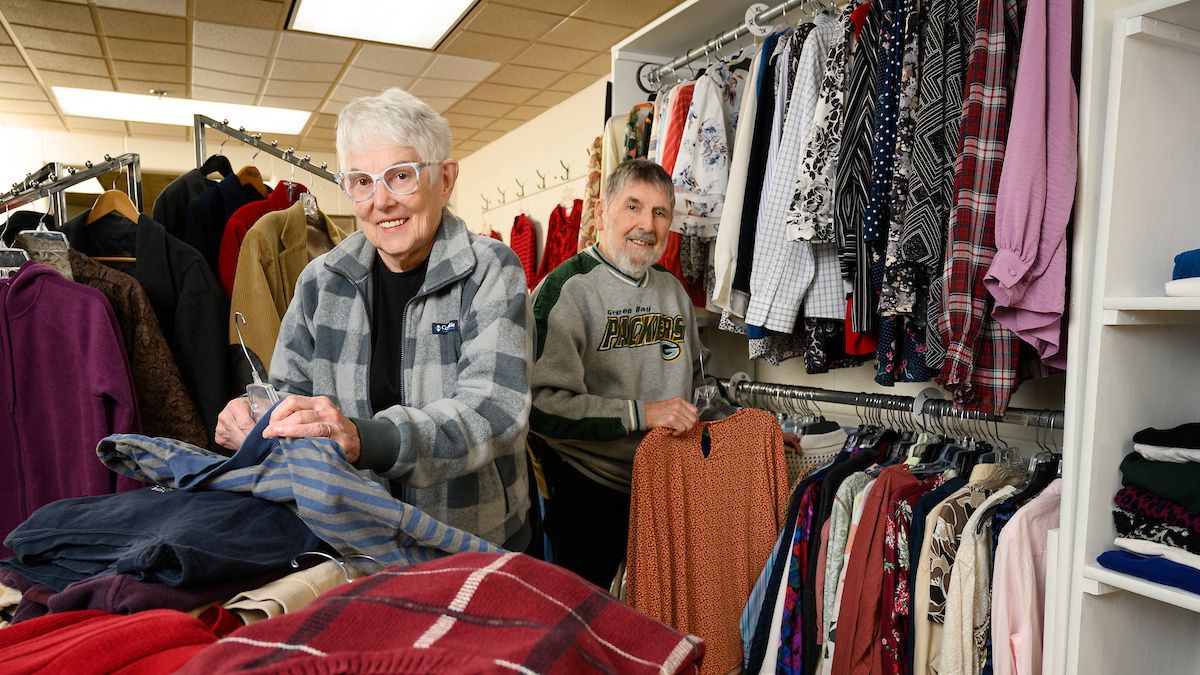 Otto and Kay Pena Volunteering in Cedar Community's Cedar Closet